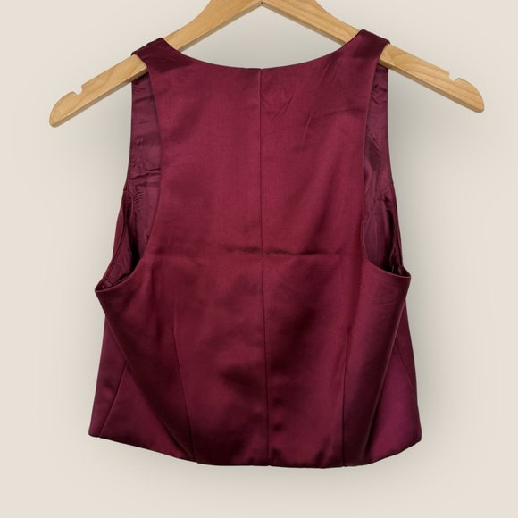 Jason Wu | Burgundy Satin Vest Top | Size S - Picture 10 of 12